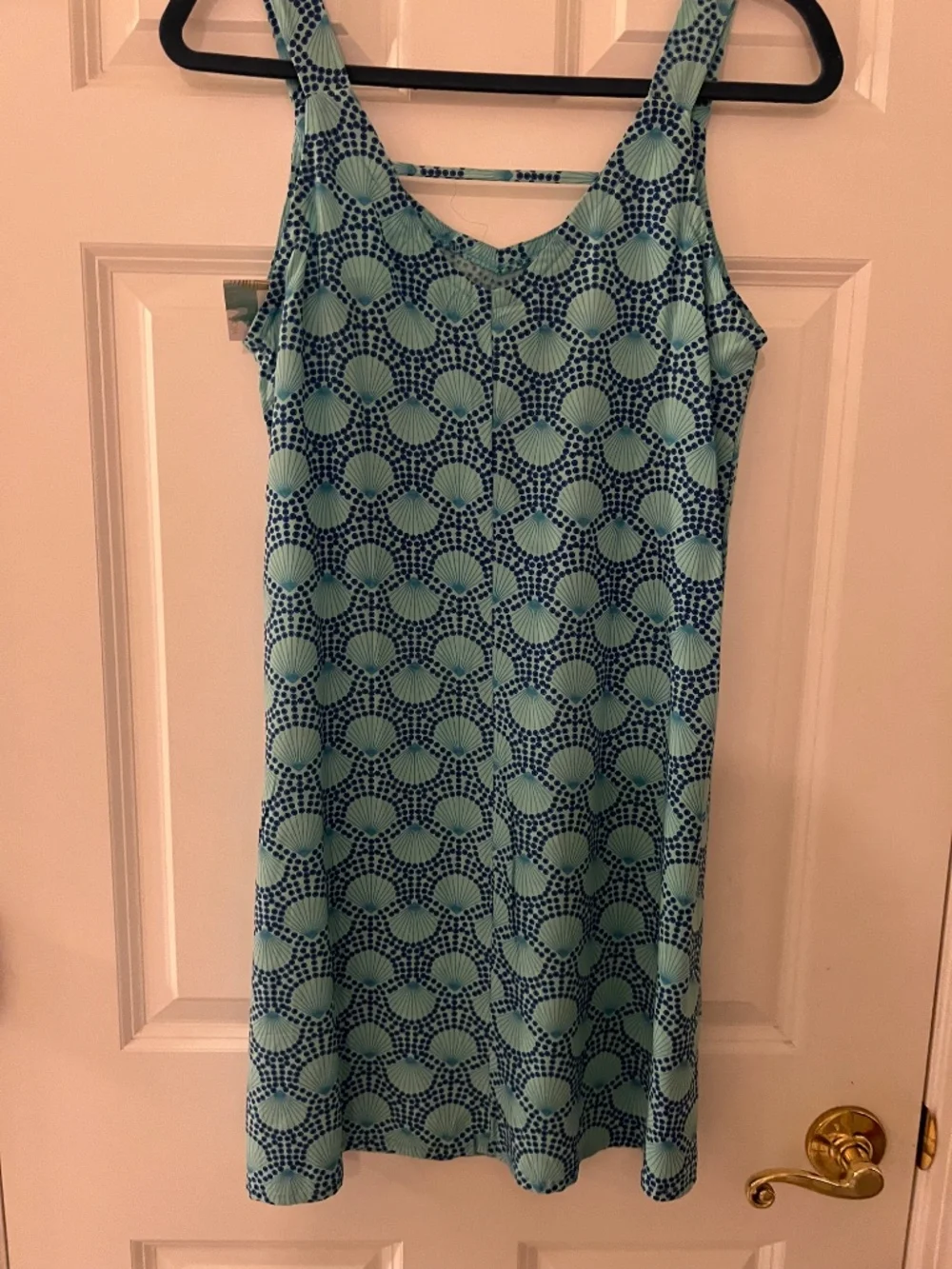 SANTIKI Jennie Dress Size Small Aqua Blue Navy Print NWT Summer Beach Cover Up